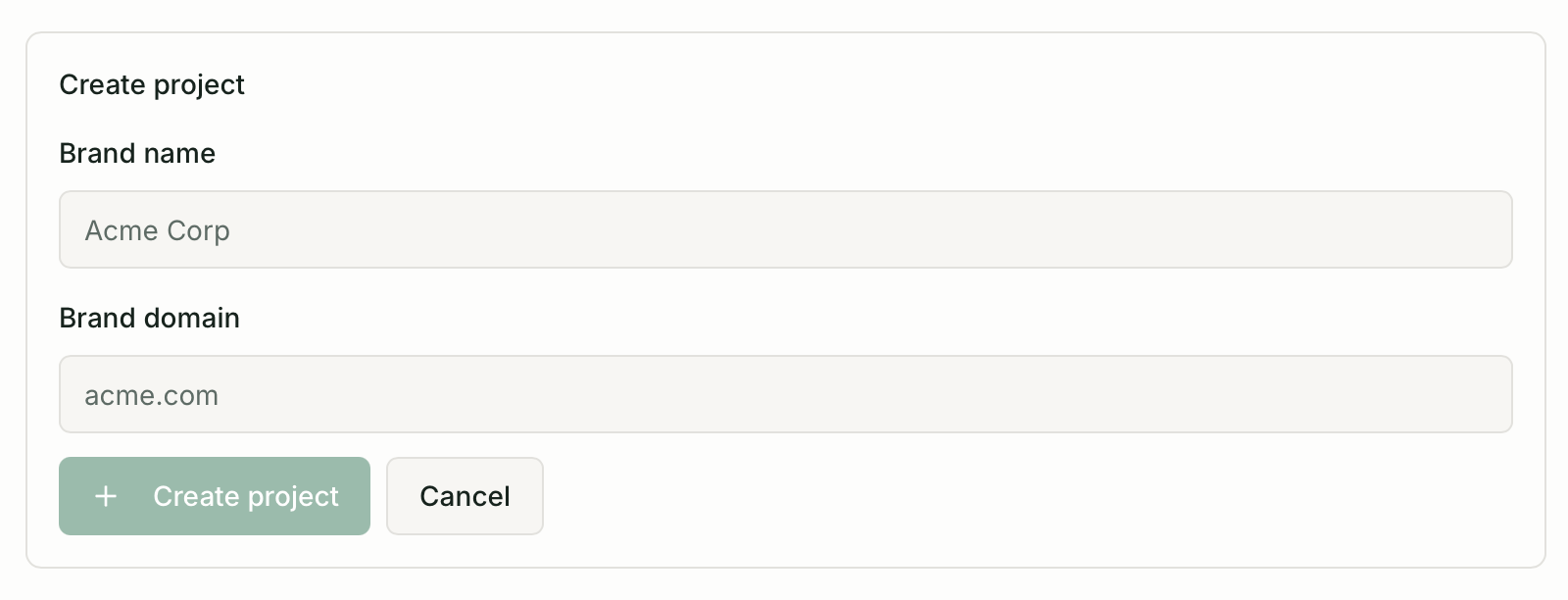 Organization settings page showing Projects list with New project button